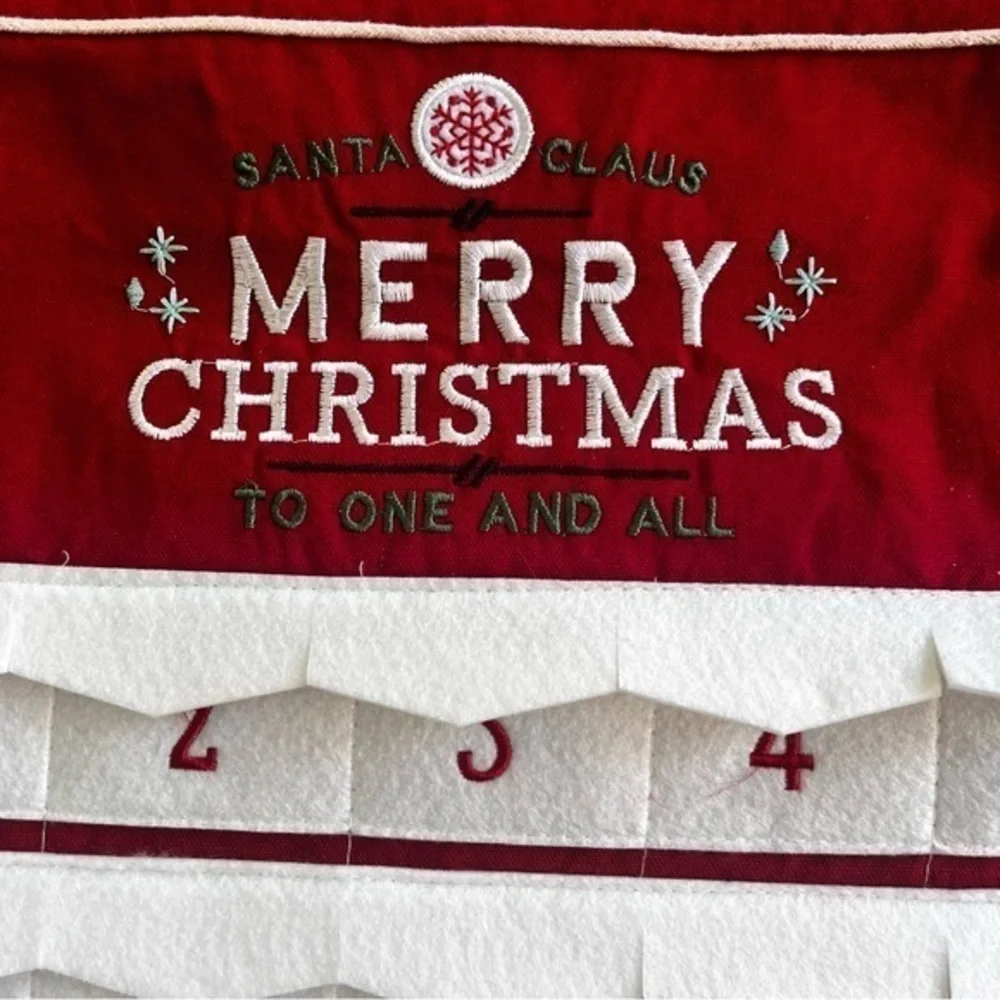 2‎ Felt Christmas Countdown Calendars Santa Claus Merry Xmas Pockets Wood NWT